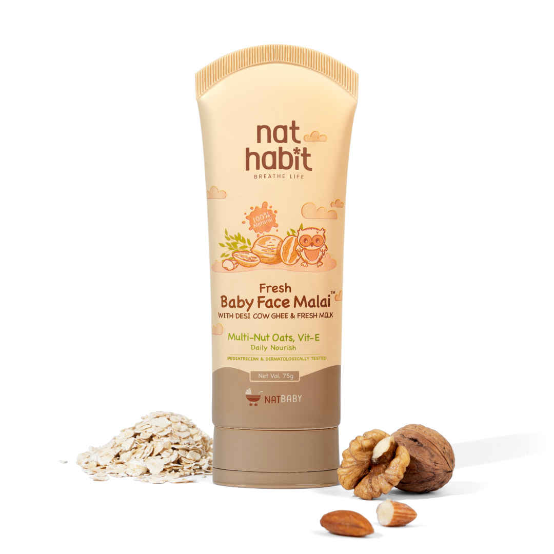 Buy Nat Habit Baby Face Moisturizer Multi-Nut Oats Vit-E|Fresh Daily Malai For Deep Nourishment, Skin Barrier Care & Moisturization|100% Ayurvedic Natural Formulation|Paediatrician & Dermatologically Tested|75 gm - Purplle