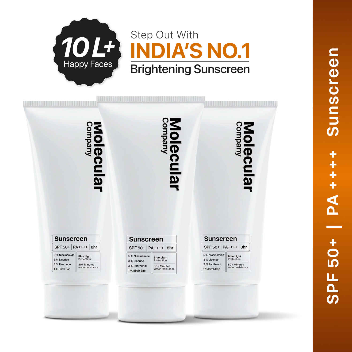Buy Molecular Company | SPF 50+ Pa++++ |Moisturising Gel Sunscreen For Oily Dry Sensitive Combination Dull Acne Prone Skin| 50 gm (Pack of 3) - Purplle