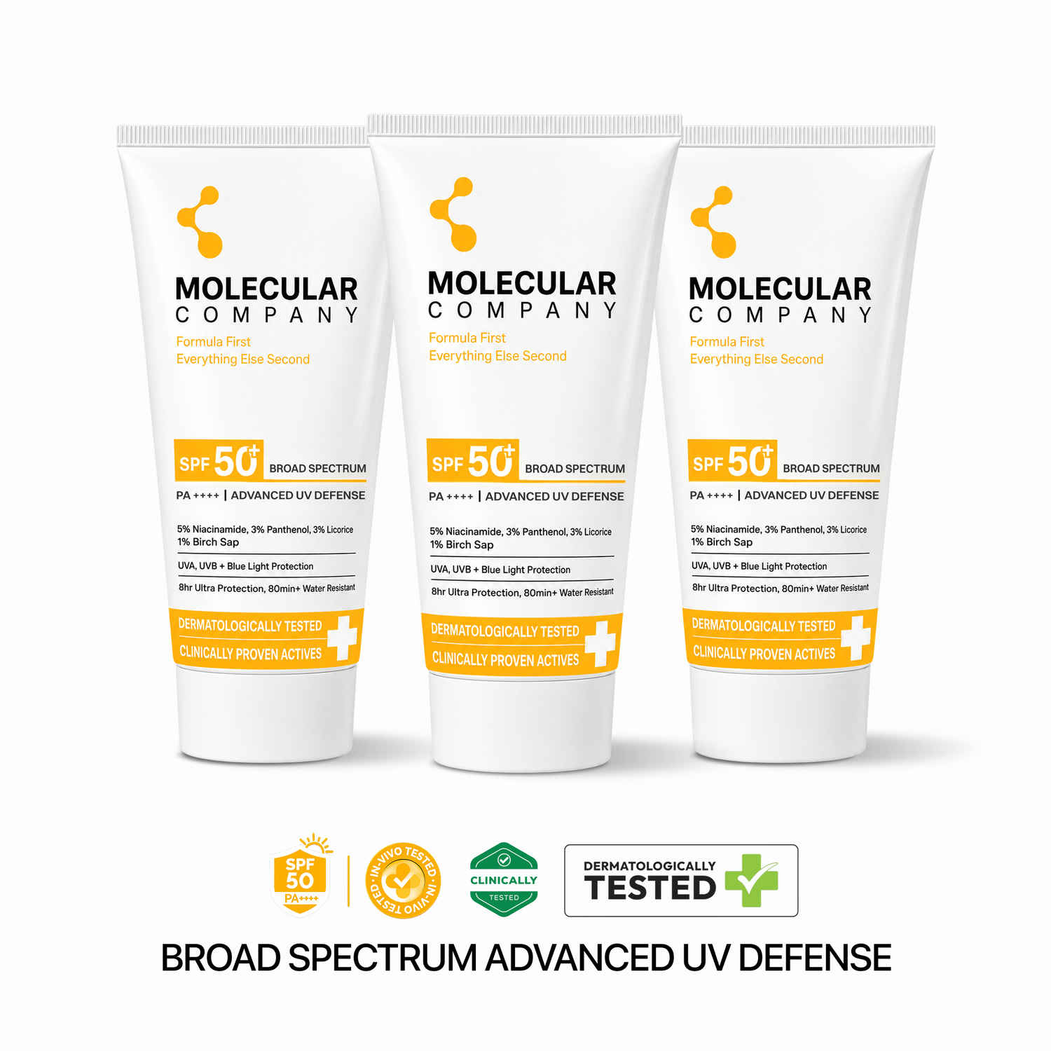 Buy Molecular Company | SPF 50+ Pa++++ |Moisturising Gel Sunscreen For Molecular Company | SPF 50+ Pa++++| Moisturising Gel Sunscreen ,For Oily, Combination, Normal - Skin Types| 50 gm (Pack of 3) - Purplle