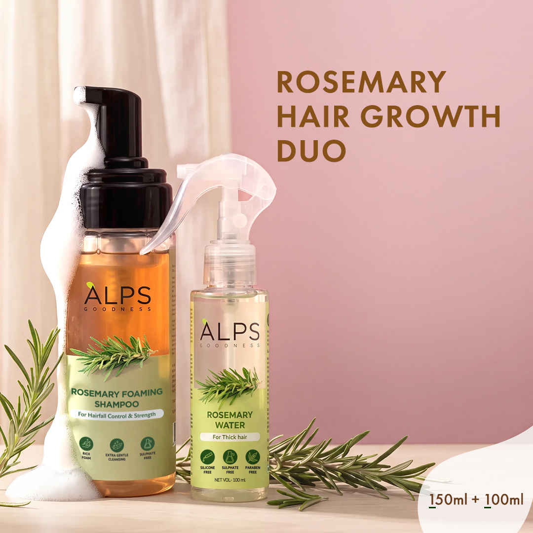 Buy Alps Goodness Rosemary Hair Growth Duo | Rosemary Foaming Shampoo 150 ml | Rosemary Water 100 ml | Hair Strengthening & Healthy Scalp | (Pack of 2) - Purplle