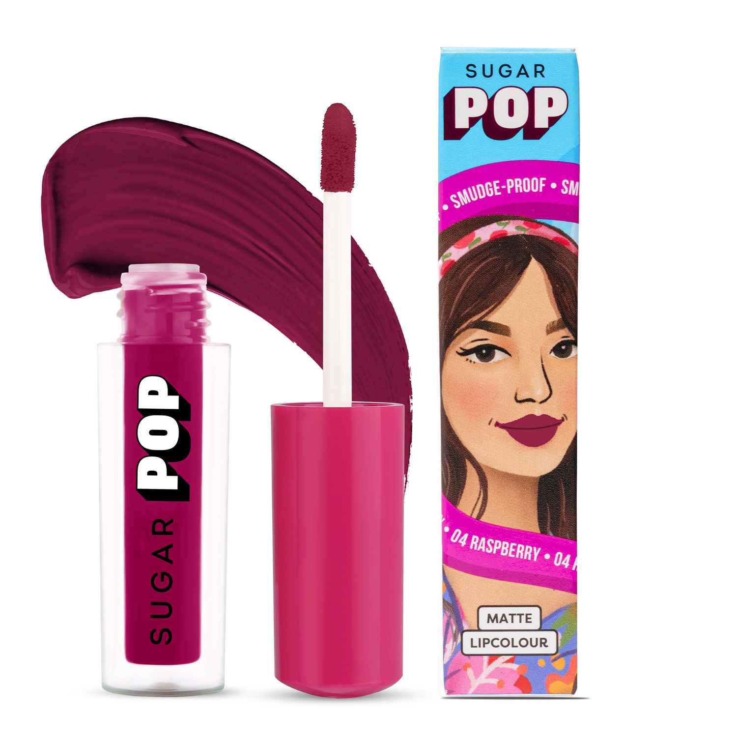 Buy SUGAR POP Matte Lipcolour - 04 Raspberry (Reddish Pink) 1.6 ml - Lasts Up To 8 Hours Reddish Pink For Women | Non-Drying Smudge Proof Long Lasting - Purplle