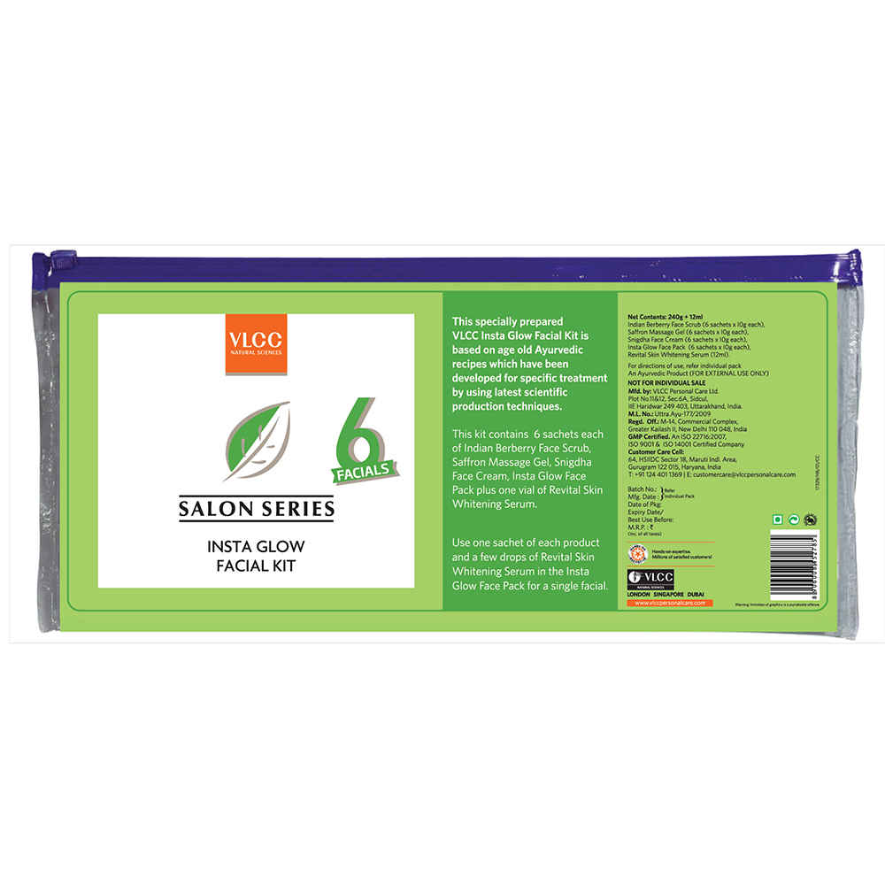 Buy VLCC Salon Series Instaglow Facial Kit (6 Facials)(240 gm+12 ml) - Purplle