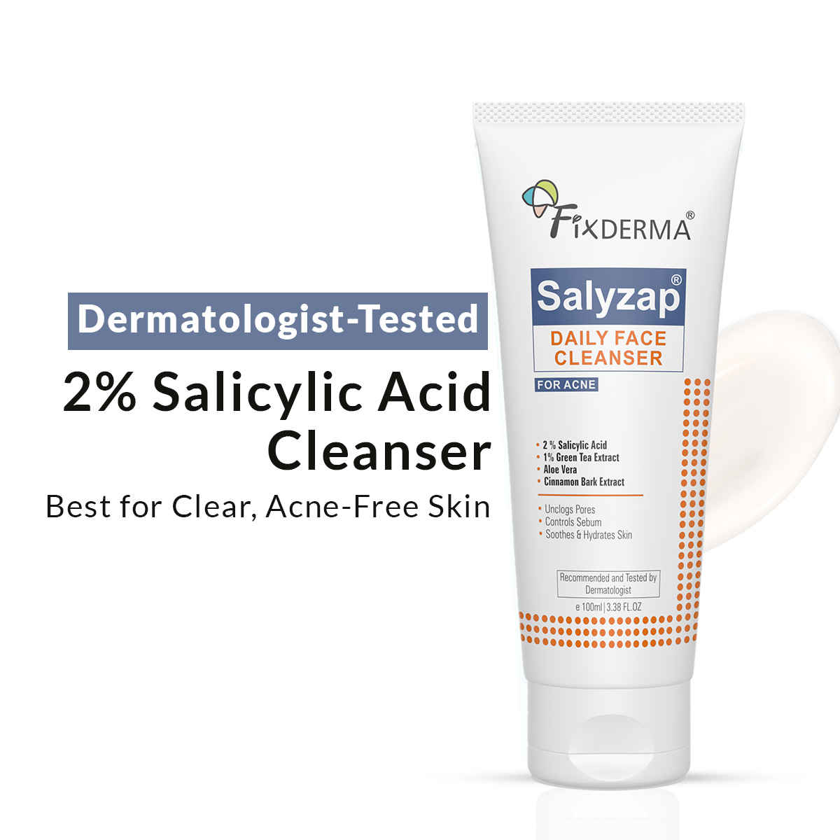 Buy Fixderma Salyzap Face Cleanser 2% Salicylic Acid for Oily & Acne Prone Skin Face Wash 100 gm - Purplle