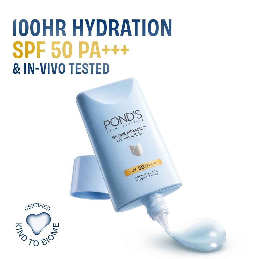 Buy Ponds BIOME Miracle|UV Invisigel Moisturiser|100HR Hydration | SPF 50 PA+++| 50 gm - Purplle