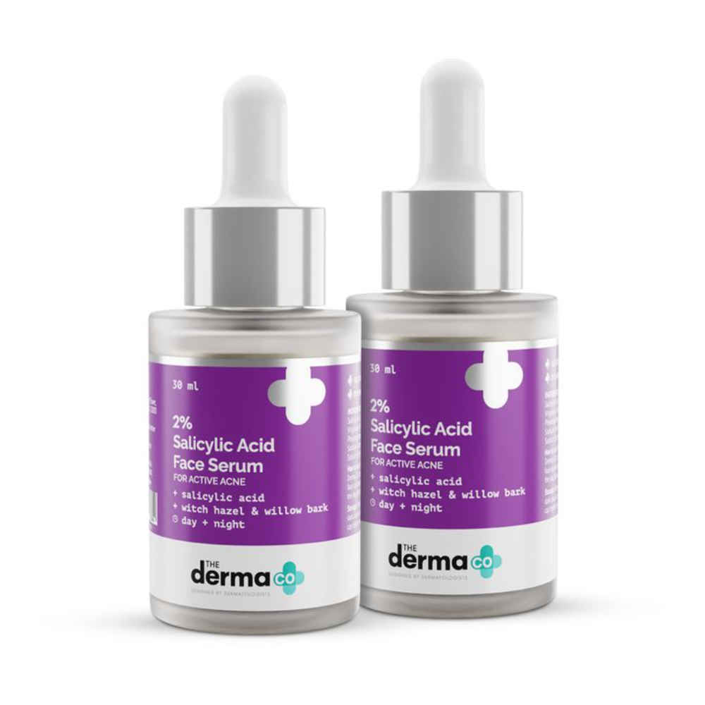 Buy The Derma Co. 2% Salicylic Acid Face Serum with Witch Hazel & Willow Bark For Active Acne - 30 ml*2 Pack of 2 - Purplle