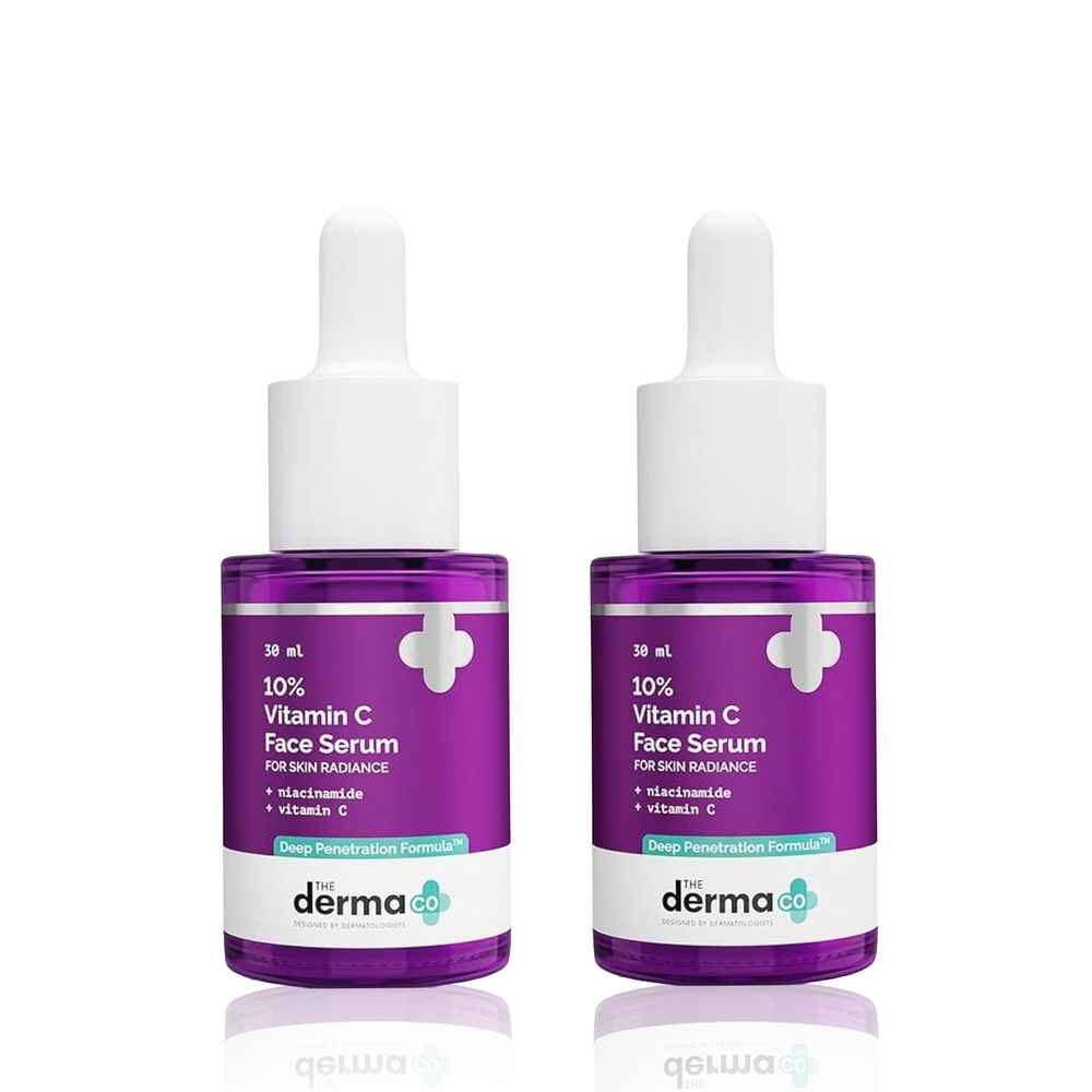 Buy The Derma Co. 10% Vitamin C Face Serum with 5% Niacinamide & Hyaluronic Acid For Skin Radiance - 30ml*2 Pack of 2 - Purplle