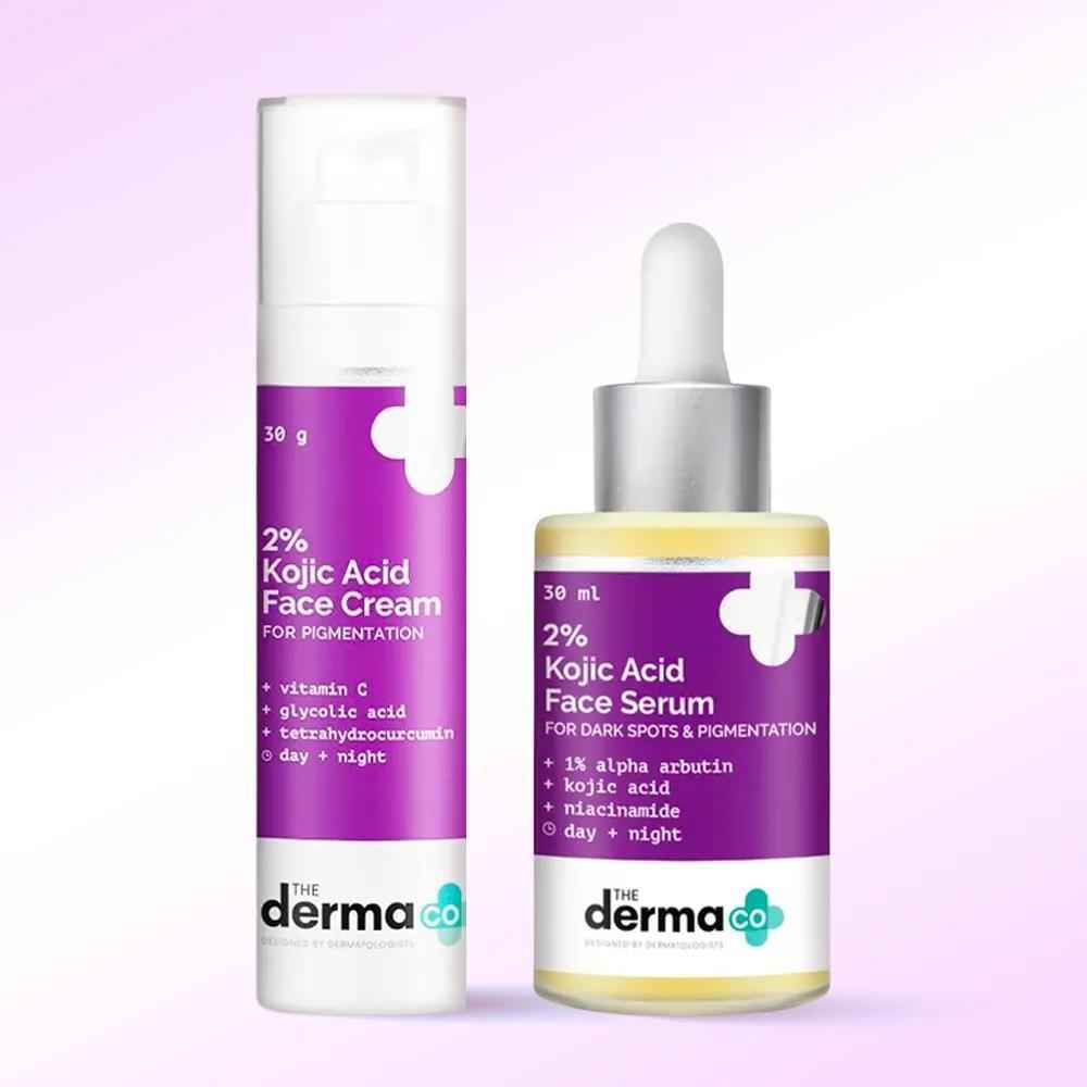 Buy The Derma co. 2% Kojic Acid Face Cream for Pigmentation (30 gm) + The Derma Co.2% Kojic Acid Face Serum with 1% Alpha Arbutin & Niacinamide for Dark Spots And Pigmentation (30 ml) - Purplle