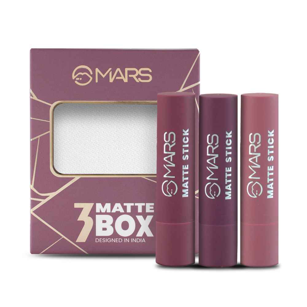 Buy MARS Matte Box Set of 3 Lipsticks for Women | Long-Lasting | Smooth Finish | Moisturising | One Swipe Pigmentation (3x3.2 gm) (03-Plum) - Purplle