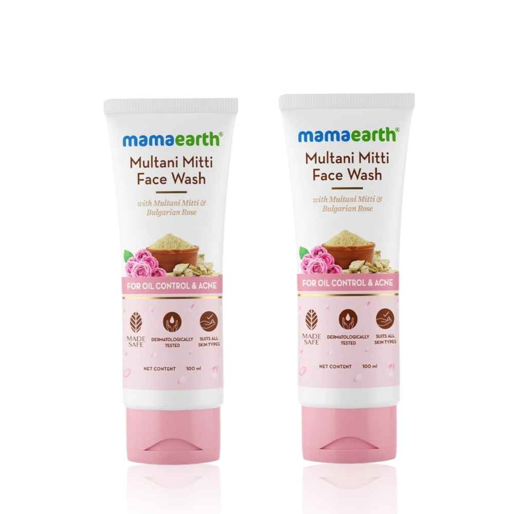 Buy Mamaearth Multani Mitti Face Wash with Multani Mitti & Bulgarian Rose For Oil Control & Acne - 100 ml (Pack of 2) - Purplle