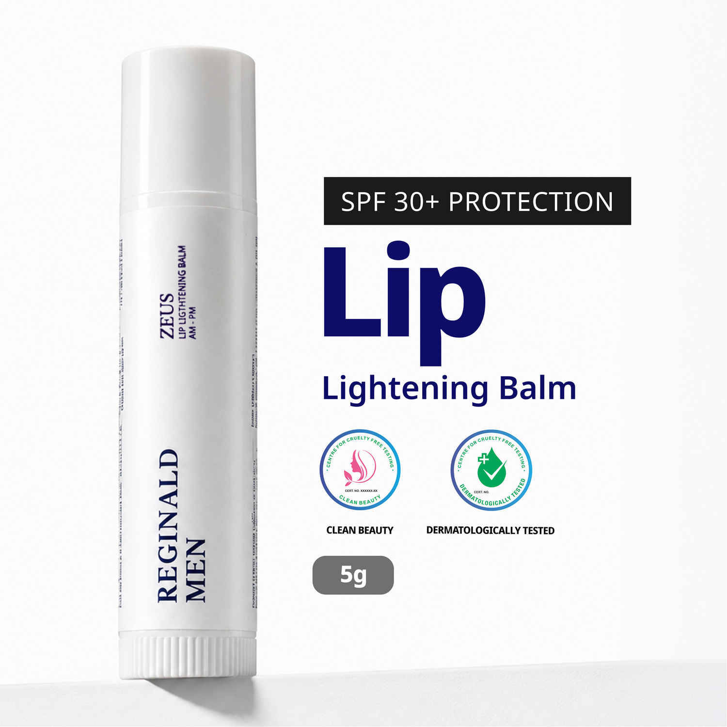 Buy Reginald Men Zeus - Lip Balm SPF 30 PA+++ | Brightens Smoker Lips & Repairs Skin Barrier | Softens & Smoothens Rough Texture | Fights Dryness & Pigmentation, Protects from Sun Darkening (5 gm) - Purplle