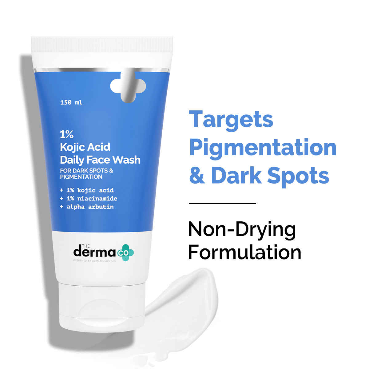 Buy The Derma Co 1% Kojic Acid Face Wash | With Niacinamide & Alpha Arbutin | Reduces Dark Spots, Pigmentation & Blemishes | Cleanses & Brightens Skin | Non-Drying Formula | For All Skin Types | 150 ml - Purplle