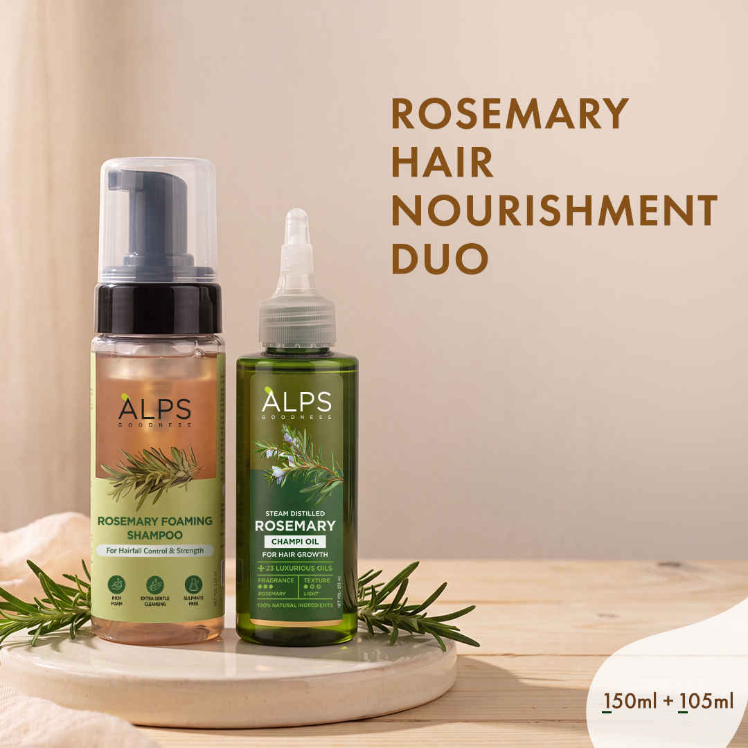 Buy Alps Goodness Rosemary Hair Nourishment Duo | Foaming Shampoo 150 ml | Rosemary Hair Oil 105 ml | (Combo of 2) - Purplle