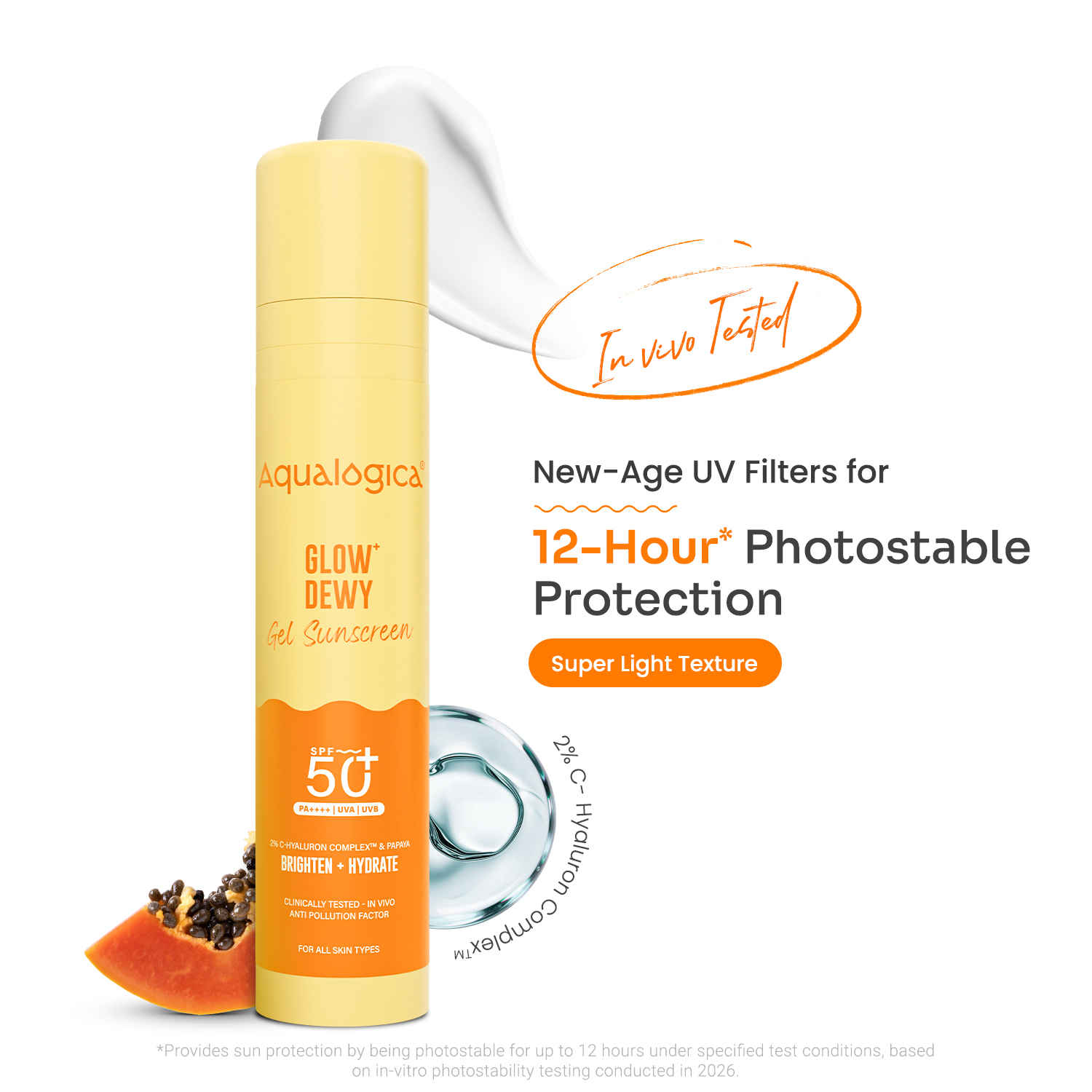 Buy Aqualogica Glow+ Dewy Sunscreen with Papaya & Vitamin C - SPF 50 PA++++ for UVA/B protection, 50 gm - Purplle