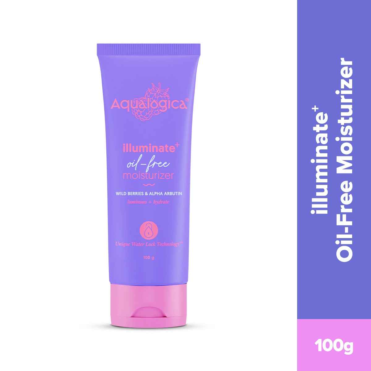 Buy Aqualogica Illuminate+ Oil-free Moisturizer with Wild Berries and Alpha Arbutin (100 gm) - Purplle