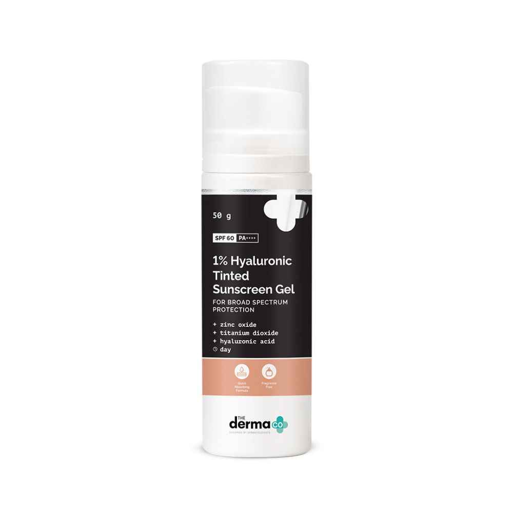 Buy The Derma co. 1% Hyaluronic Tinted Sunscreen Gel for Broad Spectrum Protection (50 gm) - Purplle