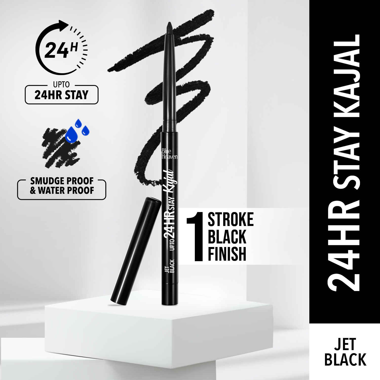 Buy Blue Heaven 24HR Jet Black Stay Kajal Black (0.30 gm) - Purplle