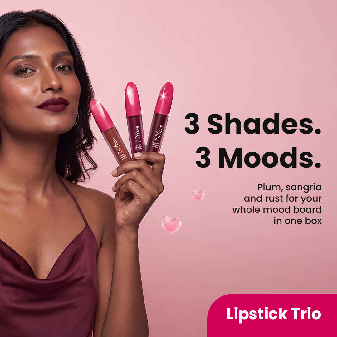 Buy NY Bae Velvet Mousse Liquid Lipstick Trio | Brown, Wine & Purple Shades | Spicy Rust 06, Sexy Sangria 04 & Passionate Plum 03 | Transferproof Velvet Matte Lipsticks Combo of 3 - Purplle