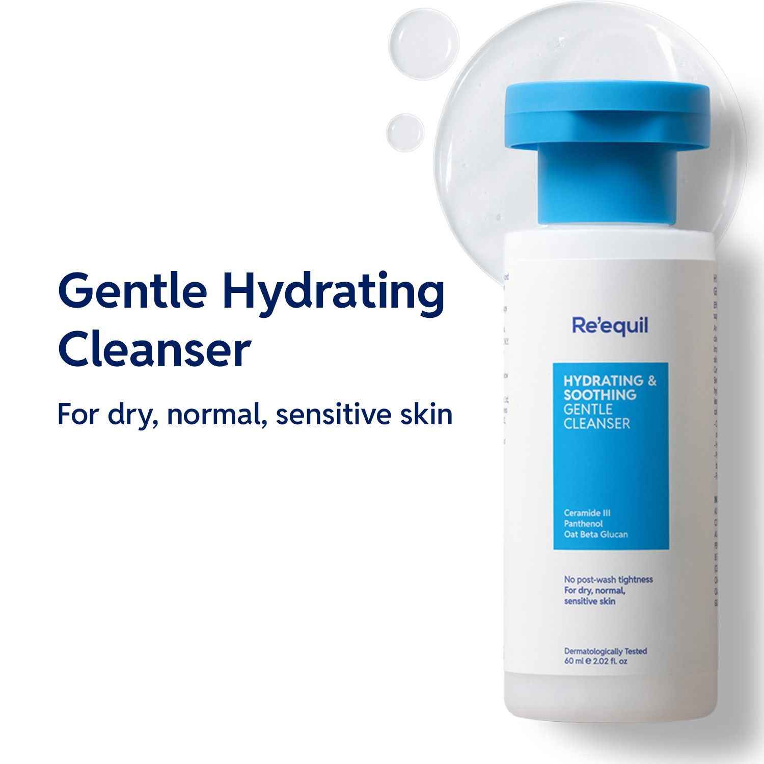 Buy Re'equil Hydrating & Soothing Gentle Cleanser | For dry, normal, sensitive skin | Creamy Low Foaming Face Wash | Clears dirt, impurities & hydrates skin (60 ml) - Purplle