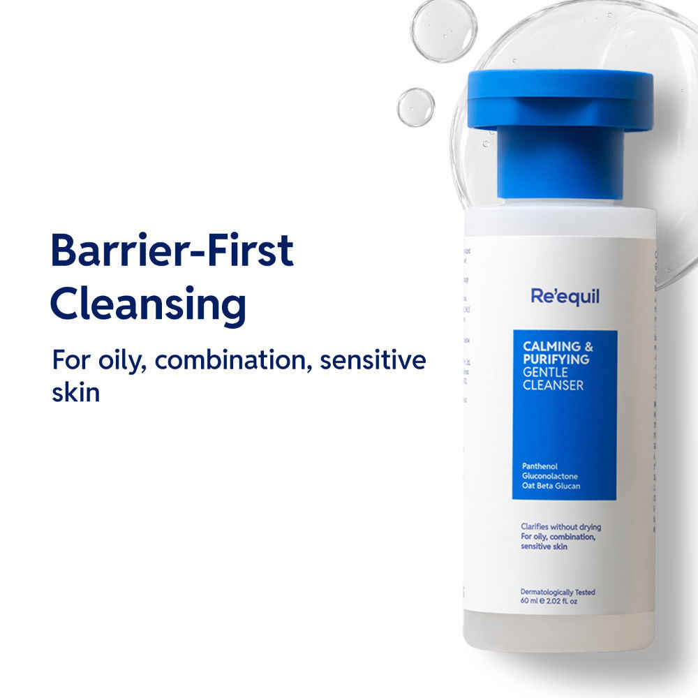 Buy Re'equil Calming & Purifying Gentle Cleanser | For oily, combination, sensitive skin | Clears oil, sweat & makeup | Creamy formula | No irritation, no dryness - 60 ml - Purplle