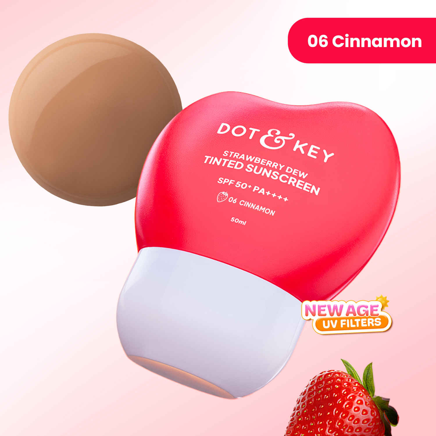 Buy Dot & Key Strawberry Dew Tinted Sunscreen In-Vivo Tested SPF 50+ PA++++ With New-Age UV Filters - 06 Cinnamon - (50 ml) - Purplle