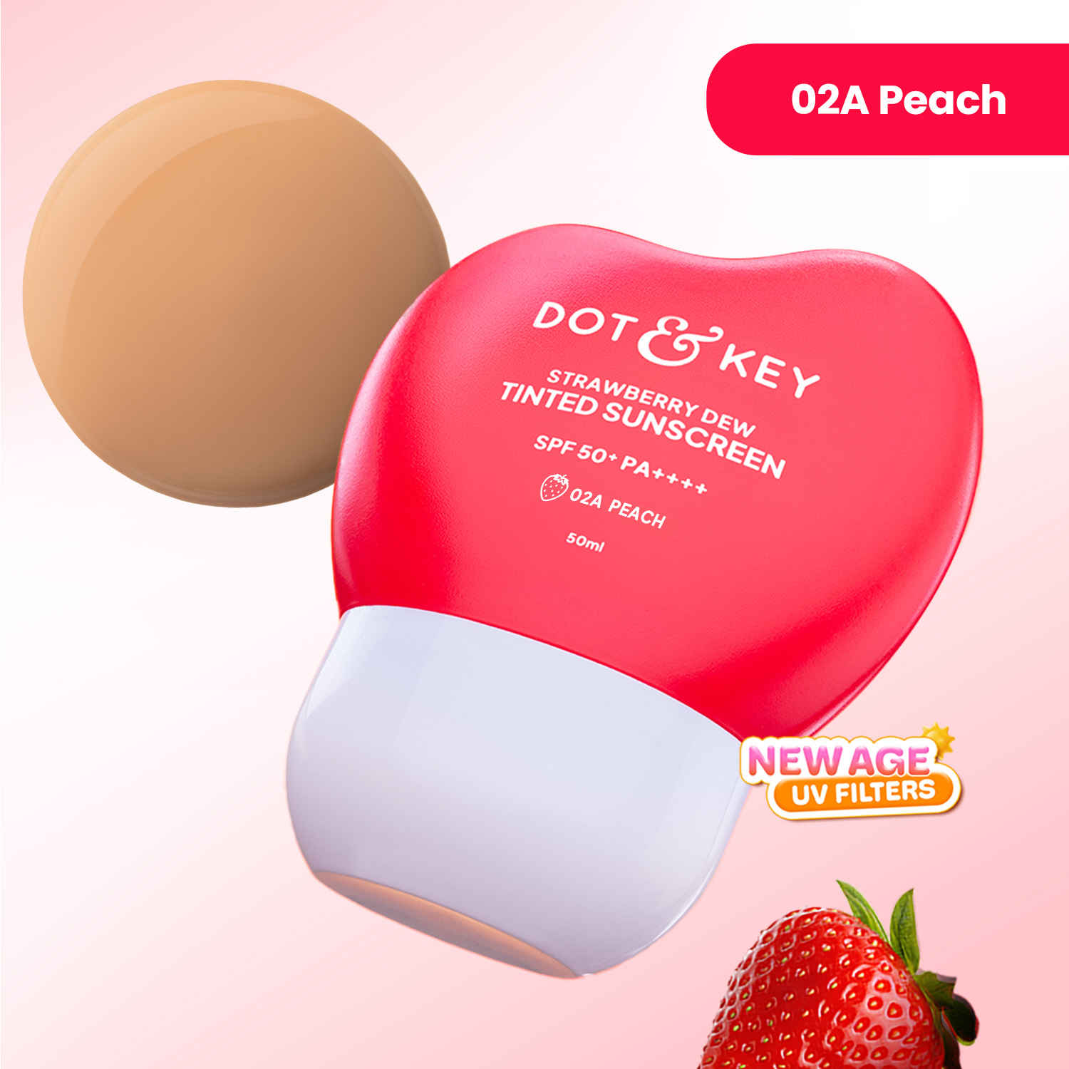 Buy Dot & Key Strawberry Dew Tinted Sunscreen In-Vivo Tested SPF 50+ PA++++ With New-Age UV Filters - 02A Peach - (50 ml) - Purplle