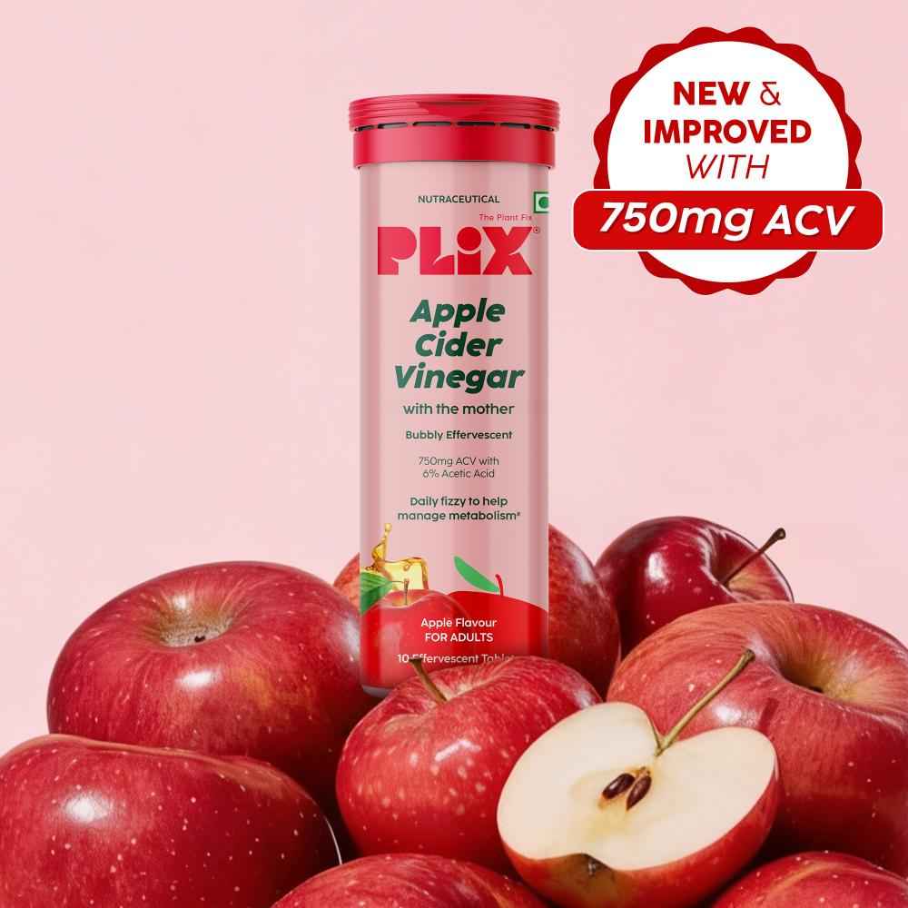 Buy PLIX Apple Cider Vinegar Effervescent Tablets (Apple Burst) | Pack of 1 (10 Tabs) - Purplle