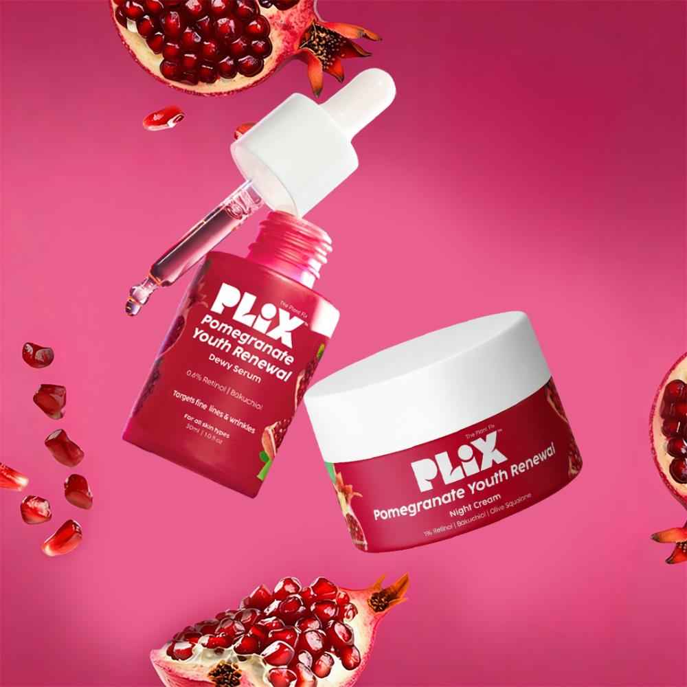 Buy PLIX Pomegranate Youth Renewal Night Care Combo with Youth Renewal Serum (30 ml) & Retinol Night Cream (48 gm)| Fine Lines, Wrinkles & Hydration (Combo of 2) - Purplle