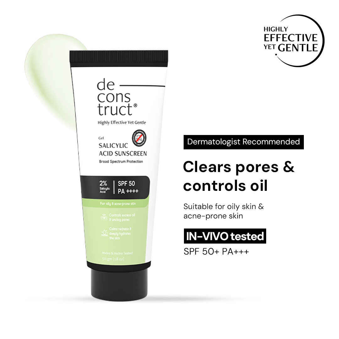 Buy Deconstruct 2% Salicylic Acid Sunscreen SPF 50 PA++++|Sunscreen for acne prone skin, oily, dry and combination skin| Lightweight |(50 gm) - Purplle