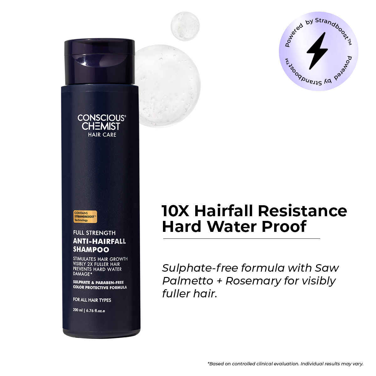 Buy Conscious Chemist Anti Hairfall Shampoo | Saw palmetto,Yeast Extract,Rosemary OIl & Keratin |2x Hair Fall Control & Hair Growth |Hard Water Safe |With StrandBoos Technology| For All Hair Types (200 ml) - Purplle