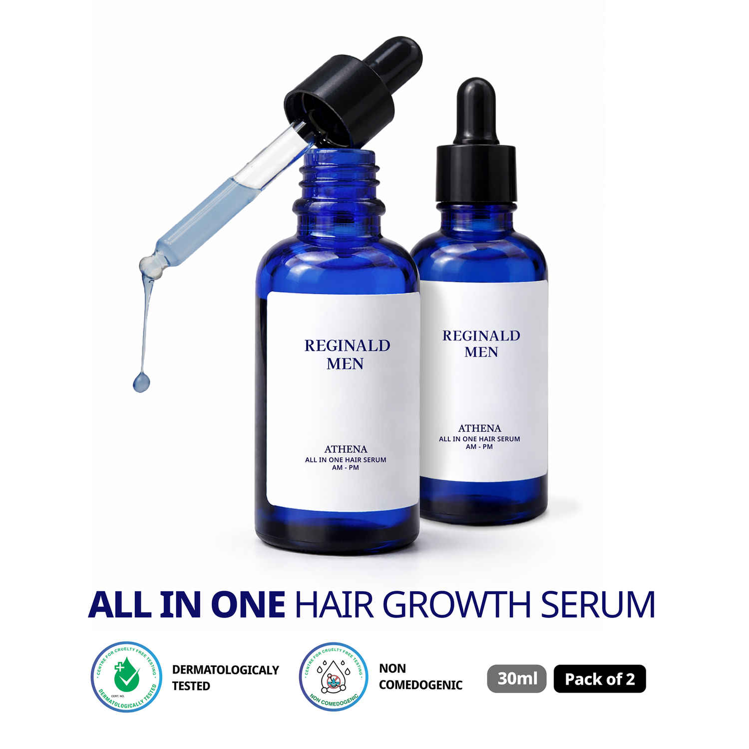 Buy Reginald Men Athena- All in one Hair Growth Serum | 30 ml x 2 | Hair Fall Control & Follicle Boost with 12 Actives | Advanced Hair Growth Serum For Scalp | Controls Hairfall & Boosts New Hair Growth (Pack of 2) - Purplle