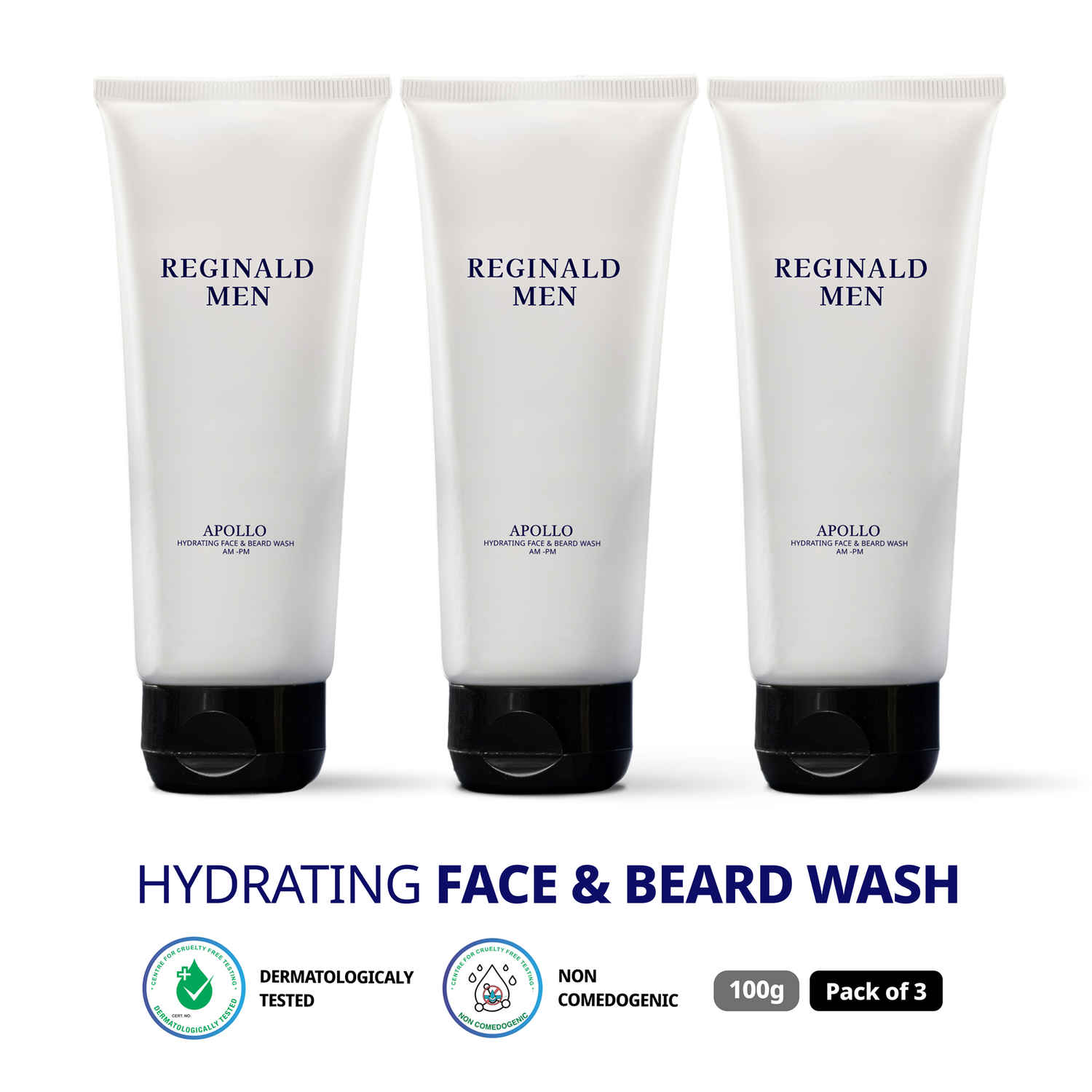 Buy Reginald Men Apollo - Hydrating Face & Beard Wash | Deep Clean, Acne & Tan Control with 8 Actives Face Wash|(Pack of 3)|(100 gm x 3) - Purplle