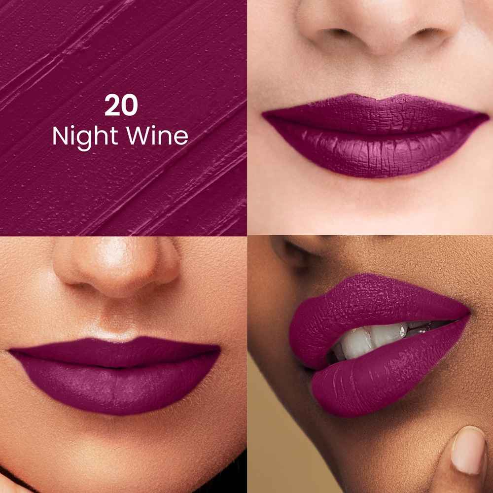 Buy Swiss Beauty Satin Comfort Lipstick | Ultra-Hydrating | Highly Pigmented | Smooth Glide | Satin Matte Finish | One-Swipe Application - Night Wine (3 gm) - Purplle