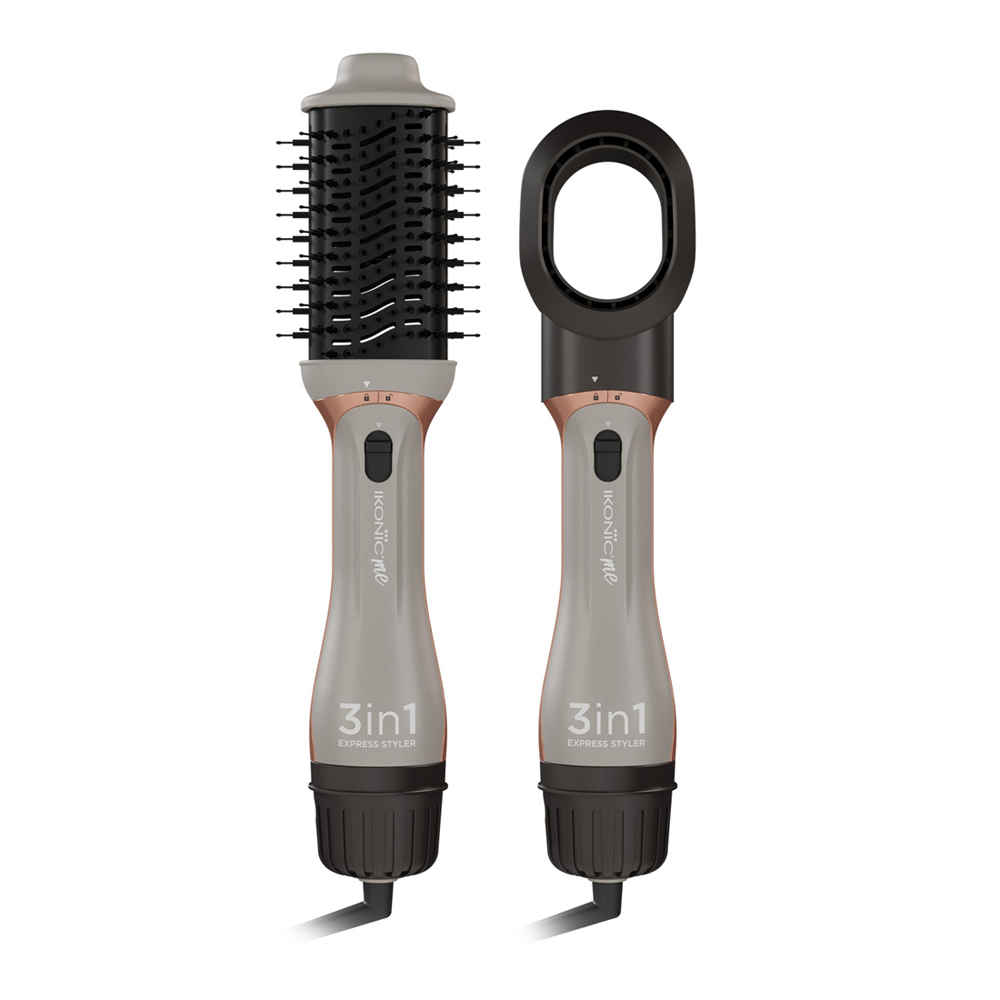 Buy Ikonic Me 3 in 1 Express Styler Grey, Professional Volumizer Blow Dryer 1200W | Hot Air Brush| Innovative Air Flow Vents Mixed Styling Bristles Ceramic Titanium Tourmaline-Coated Brush Head - Purplle