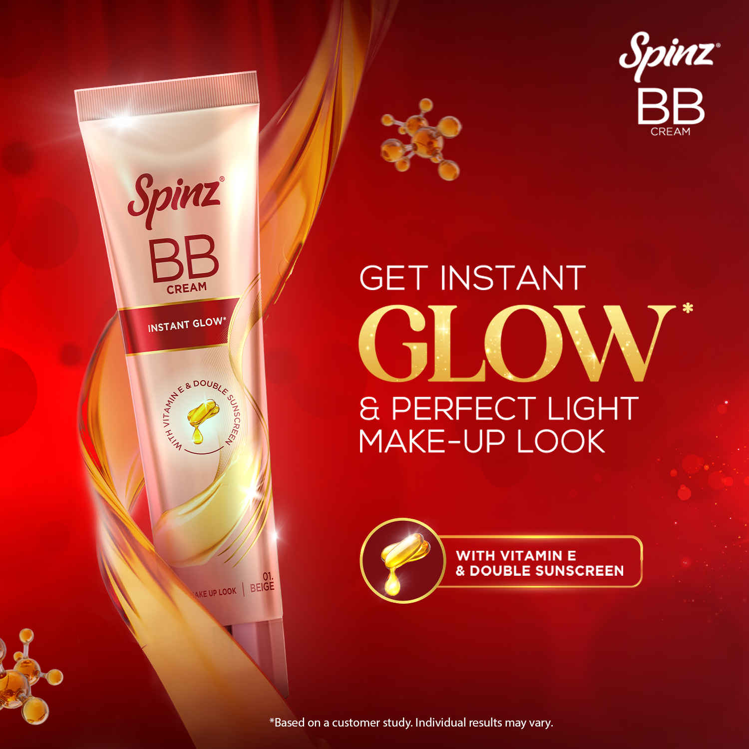 Buy Spinz BB Cream | Instant Glow, Even Skin Tone & Natural Coverage | Lightweight, Non-Sticky Mousse Formula | With Vitamin E and Double Sunscreen Protection - Beige (29 gm*2) Pack of 2 - Purplle