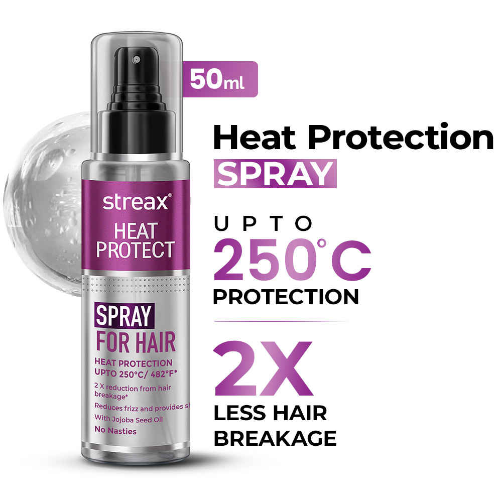 Buy Streax Heat Protect Spray for Hair - Hair Styling Spray for Women & Men I Protection upto 250°C & 2X Less Hair Breakage (50 ml) - Purplle