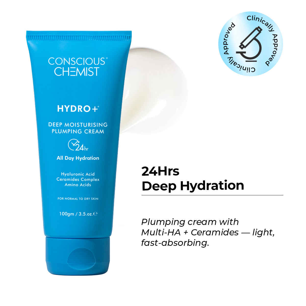 Buy Conscious Chemist Hyaluronic Acid Moisturizer | 100g | Moisturizer for Dry Skin Face, Ceramide, Face Cream for Men & Women, Treat Dull, Dehydrated Skin, For Normal to Dry Skin - Hydro+ - Purplle