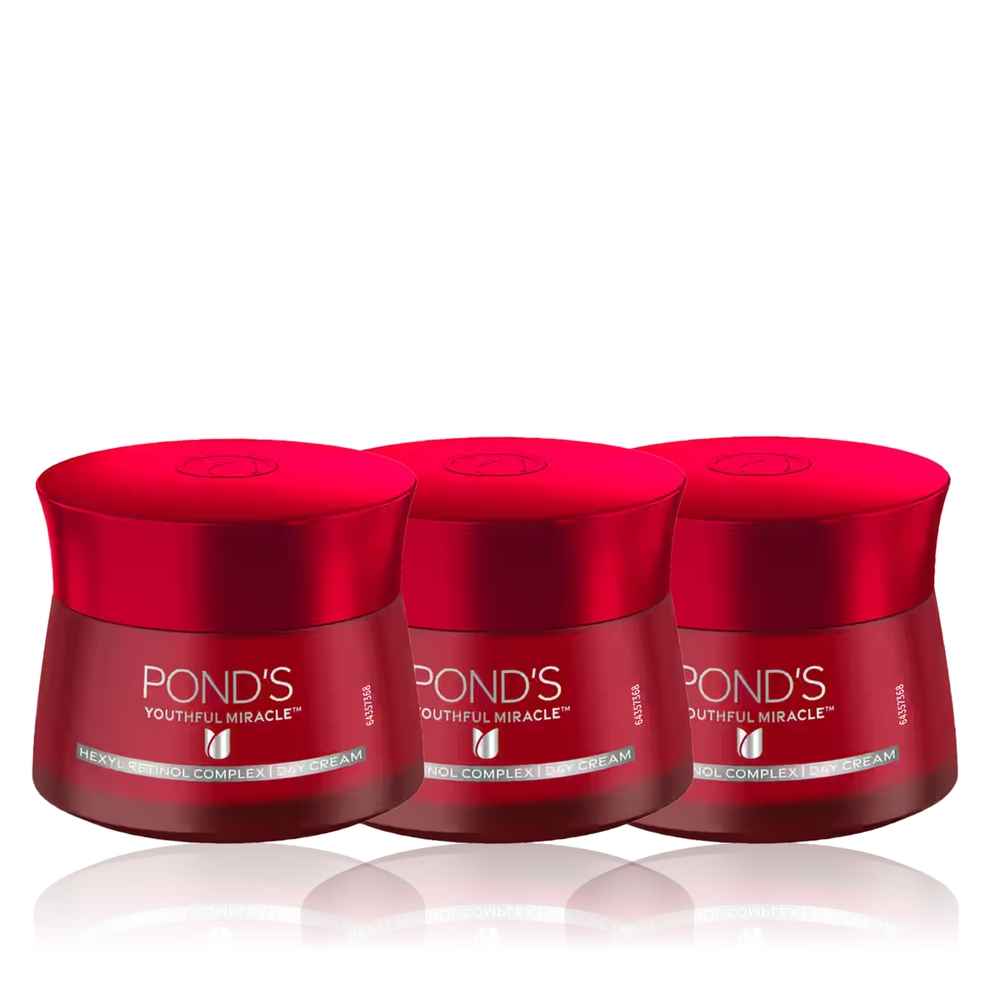 Buy Ponds Youthful Miracle Hexyl Retinol Complex Renew & Repair Day Cream 50 gm SPF 15 PA++ (Pack of 3) - Purplle