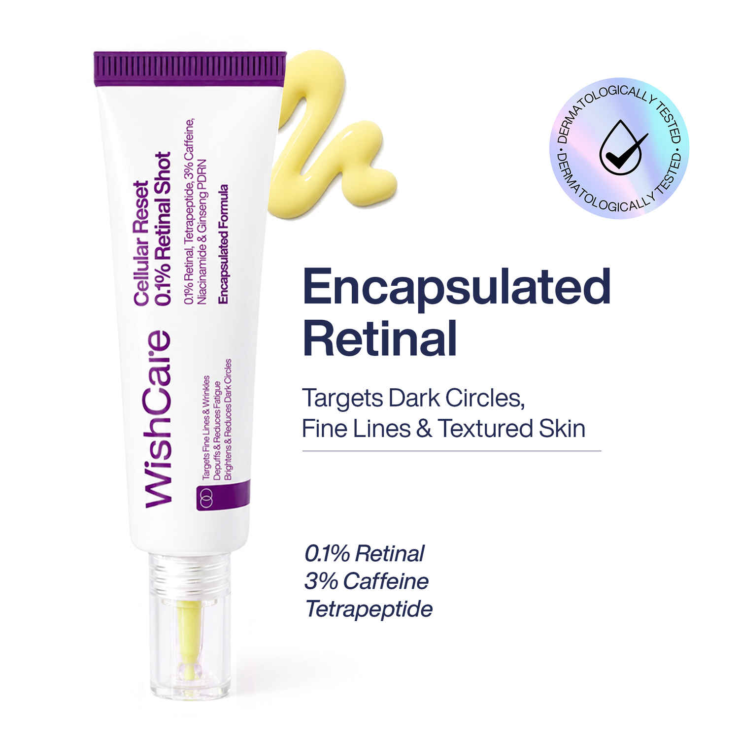 Buy WishCare Cellular Reset 0.1% Retinal Serum Shot- Targets Fine Lines, Wrinkles & Dark Circles | Retinol Serum Shot - 30 ml - Purplle