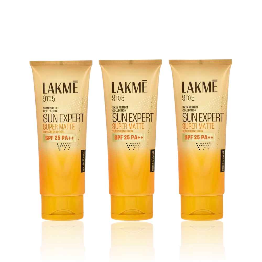 Buy Lakme Sun Expert SPF 25 PA++ Super Matte Lotion Sunscreen Lightweight Non Sticky50 ml (Pack of 3) - Purplle