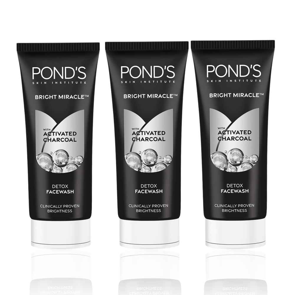 Buy Ponds Pure White Anti Pollution Activated Charcoal Face Wash (100 g) (Pack of 3) - Purplle