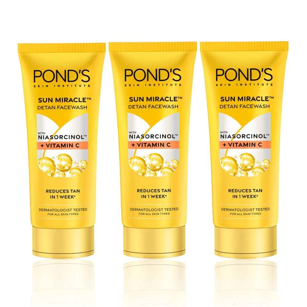Buy Ponds DeTan Facewash |With Niasorcinol & Vitamin C |Reduces Tan in 7 Days |For All Skin Types |100 gm (Pack of 3) - Purplle