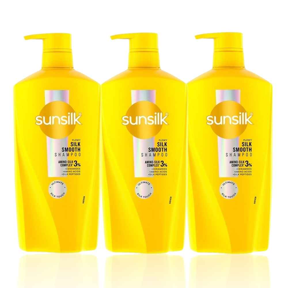 Buy Sunsilk Flowy Silk Smooth Shampoo 650 ml (Pack of 3) - Purplle