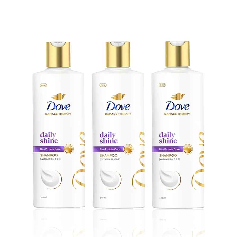 Buy Dove Daily Shine BIO PRO Shampoo 340 ml (Pack of 3) - Purplle