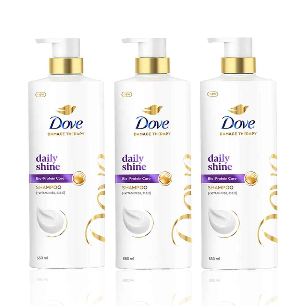 Buy Dove Daily Shine Shampoo (650 ml) (Pack of 3) - Purplle