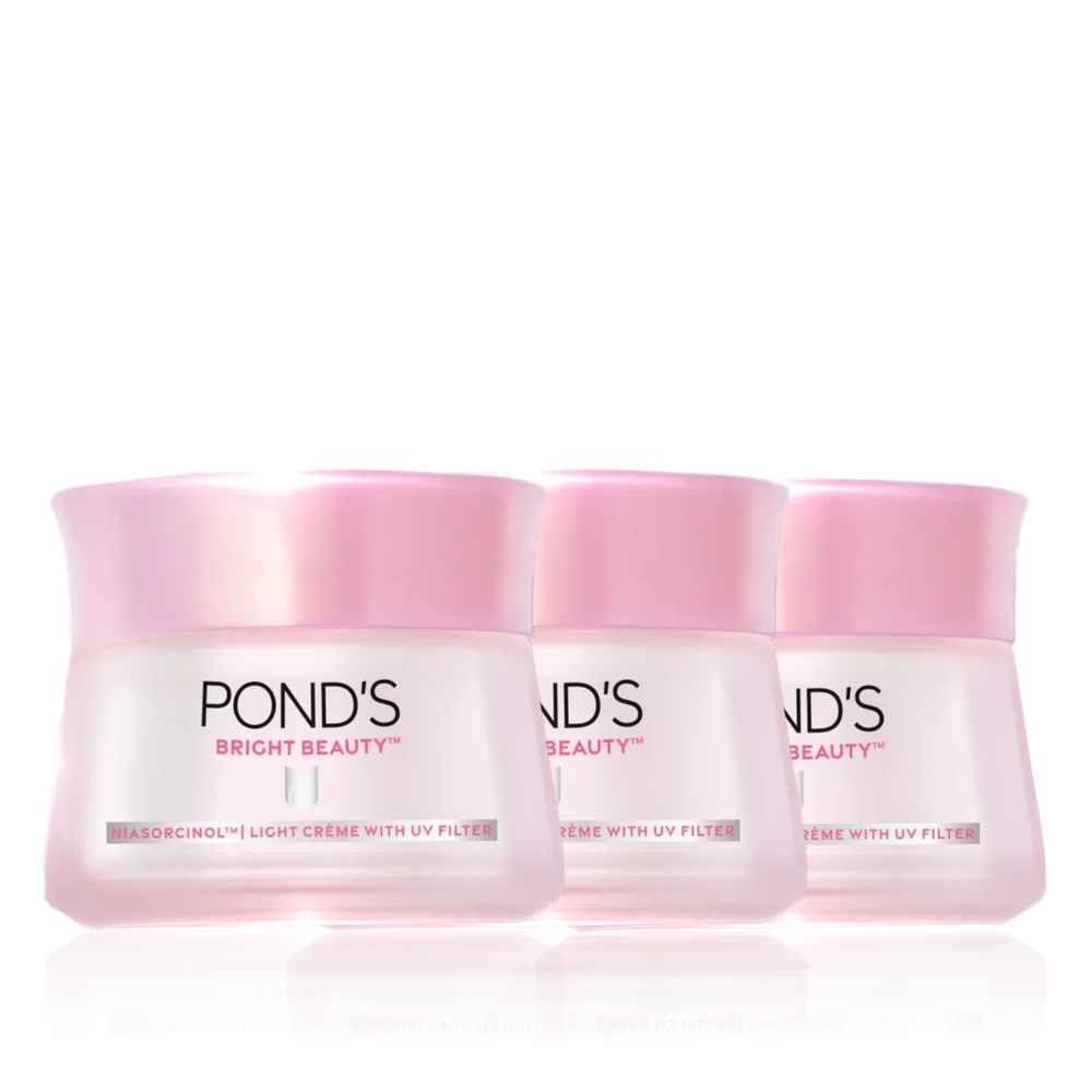 Buy Ponds Bright Beauty Light Cream with UV Filter Niasorcinol Fades Dark Spots Brightens Skin 50 gm (Pack of 3) - Purplle