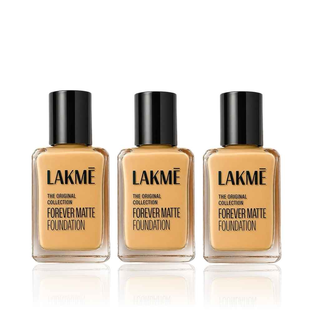 Buy Lakme Forever Matte Foundation For Superior Coverage Vit E Lightweight & Water-Natural Marble 27 ml (Pack of 3) - Purplle