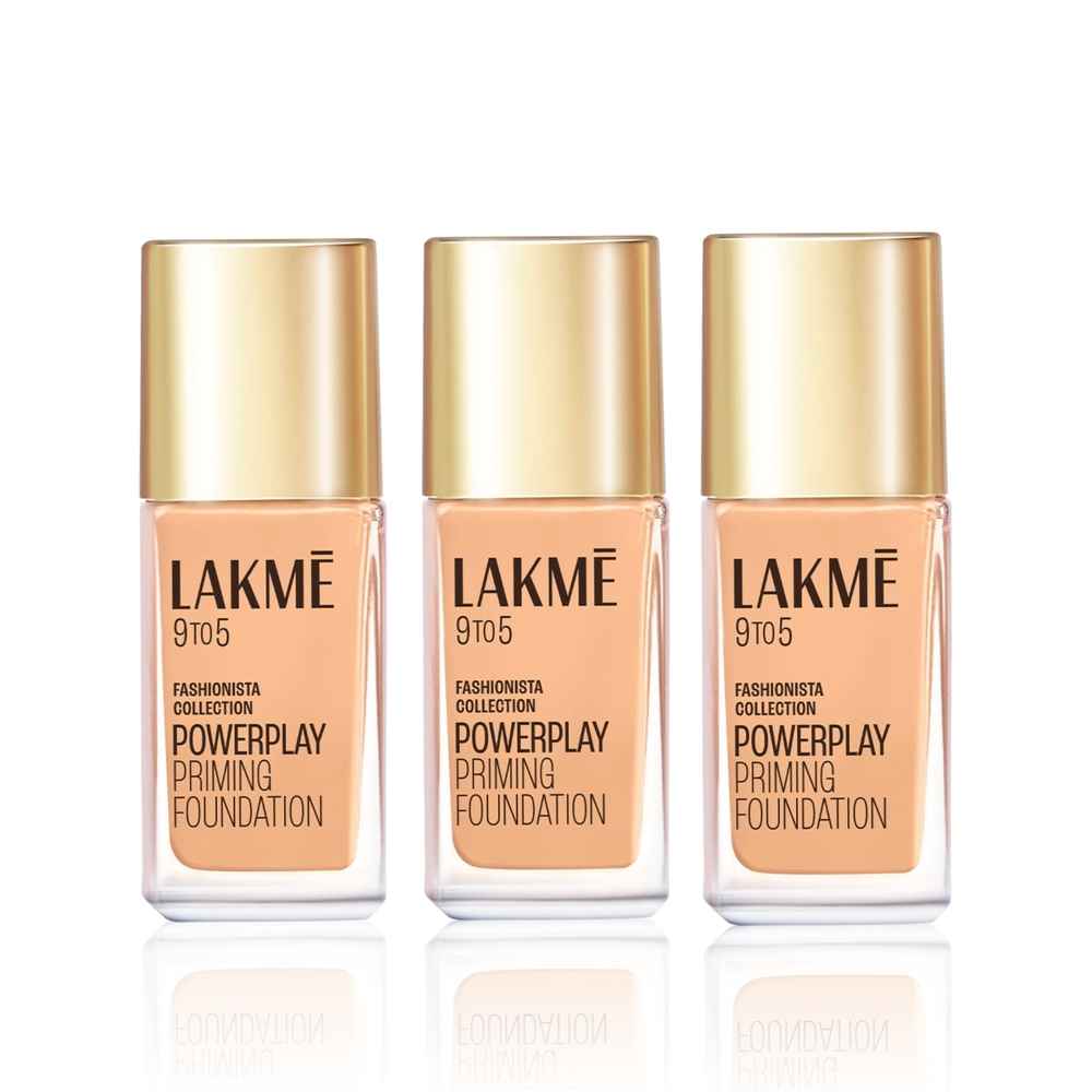Buy Lakme 9 To 5 Fashionista Collection Powerplay Priming Foundation - Warm Creme W120 | 25 ml (Pack of 3) - Purplle