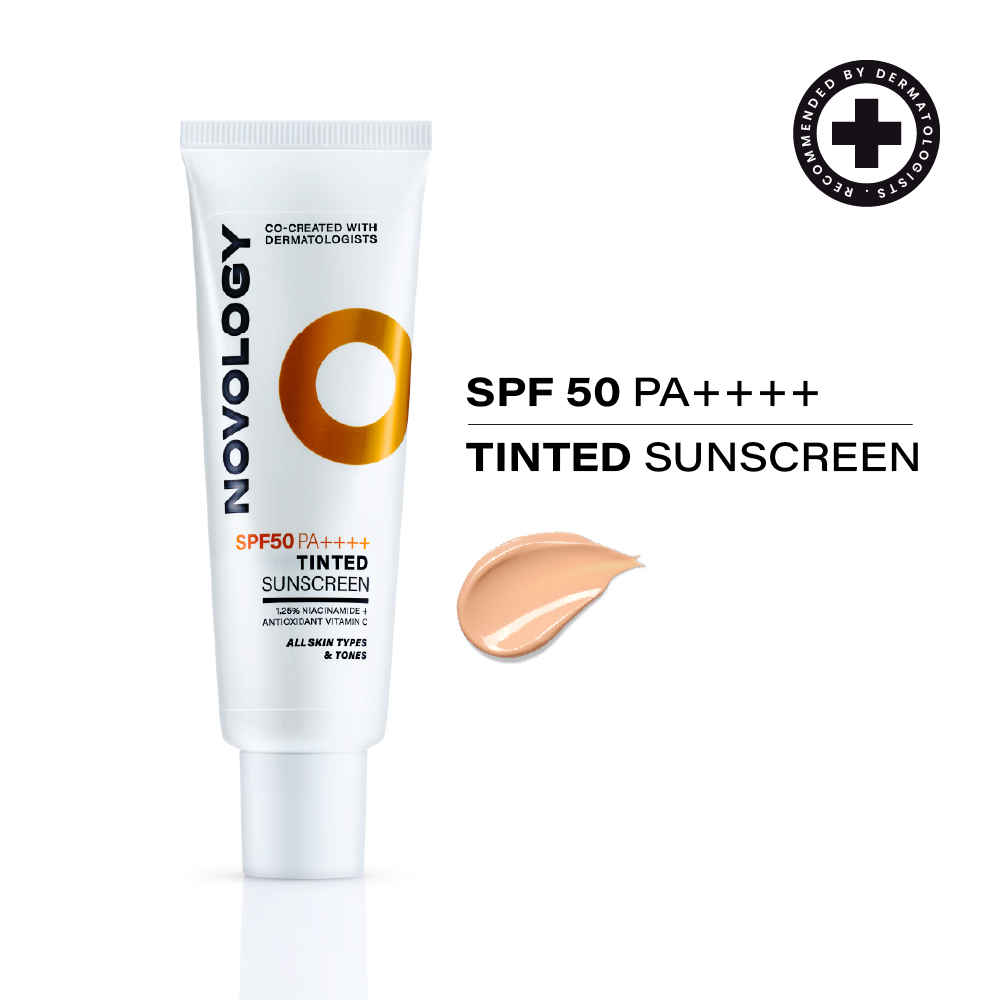 Buy Novology SPF 50 PA++++ Tinted Sunscreen for Pigmentation, For All Skin Types, Natural Finish, (50 gm) - Purplle