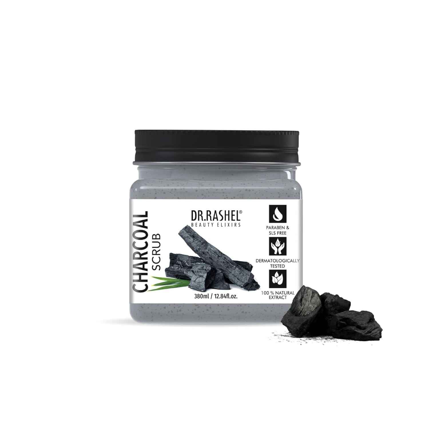 Buy Dr.Rashel Whitening Charcoal Face and Body Scrub For All Skin Types (380 ml) - Purplle