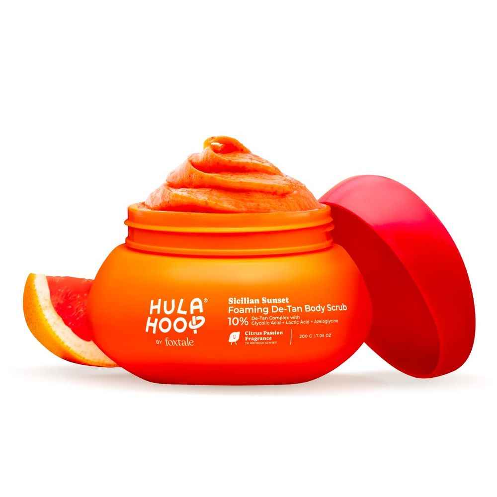 Buy Foxtale by Hula Hoop Foaming 10% De-Tan Body Scrub | Tan Removal & Soft-Smooth Skin | 5% Glycolic Acid, Lactic Acid & Azeloglycine | For Women & Men | All Skin Types | (75 gm) - Purplle